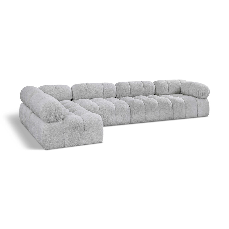 Meridian Ames Grey Boucle Fabric Modular Sectional IMAGE 1