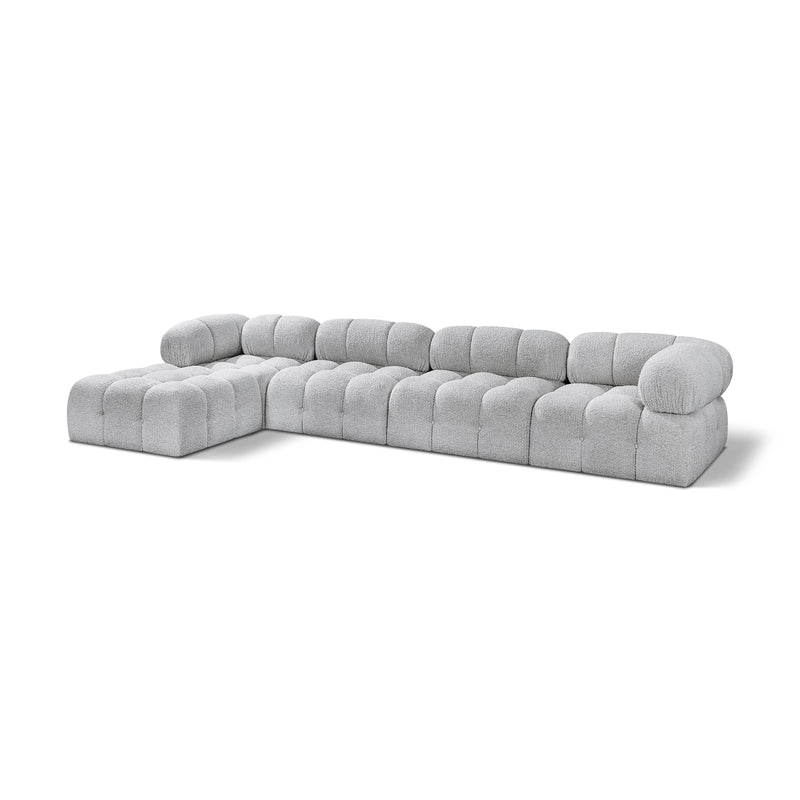 Meridian Ames Grey Boucle Fabric Modular Sectional IMAGE 1