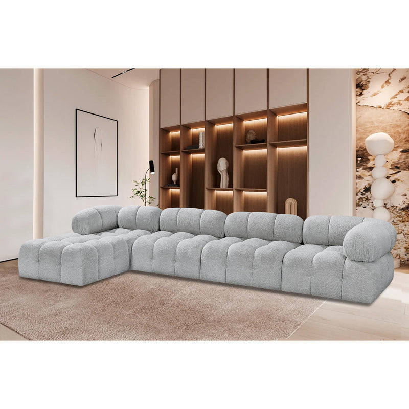 Meridian Ames Grey Boucle Fabric Modular Sectional IMAGE 2