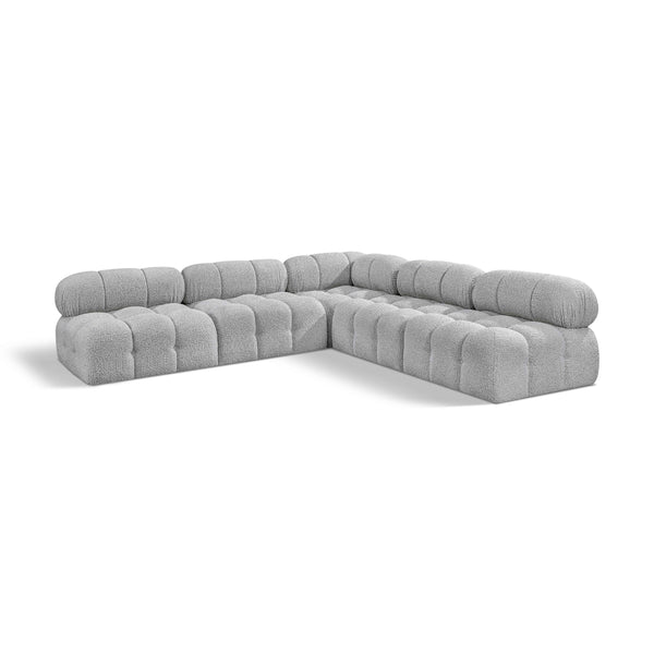 Meridian Ames Grey Boucle Fabric Modular Sectional IMAGE 1