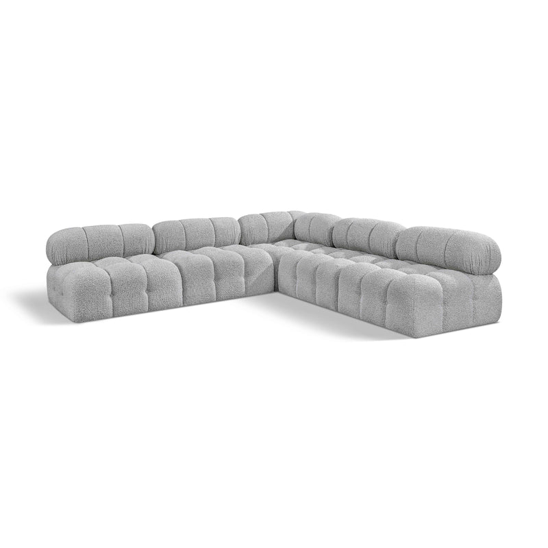 Meridian Ames Grey Boucle Fabric Modular Sectional IMAGE 1