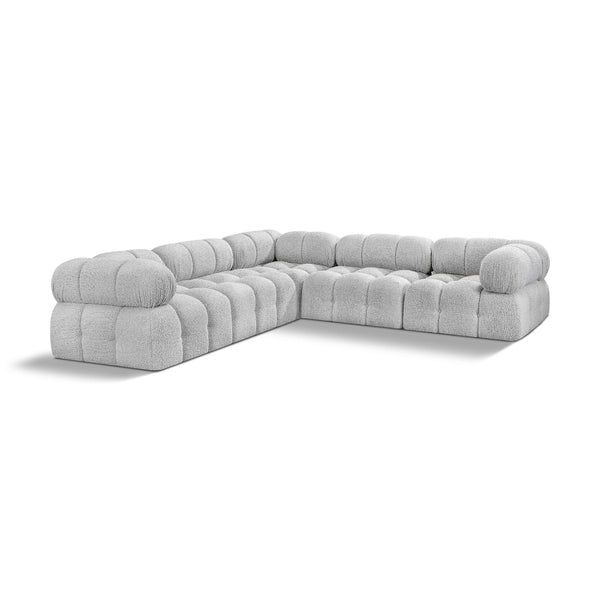 Meridian Ames Grey Boucle Fabric Modular Sectional IMAGE 1