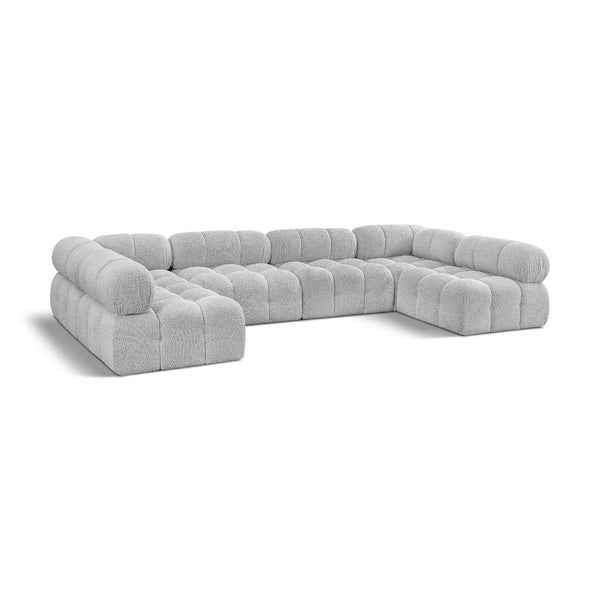 Meridian Ames Grey Boucle Fabric Modular Sectional IMAGE 1