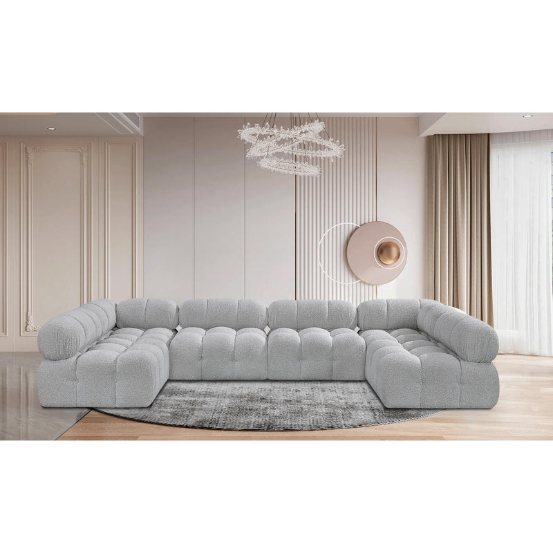 Meridian Ames Grey Boucle Fabric Modular Sectional IMAGE 2