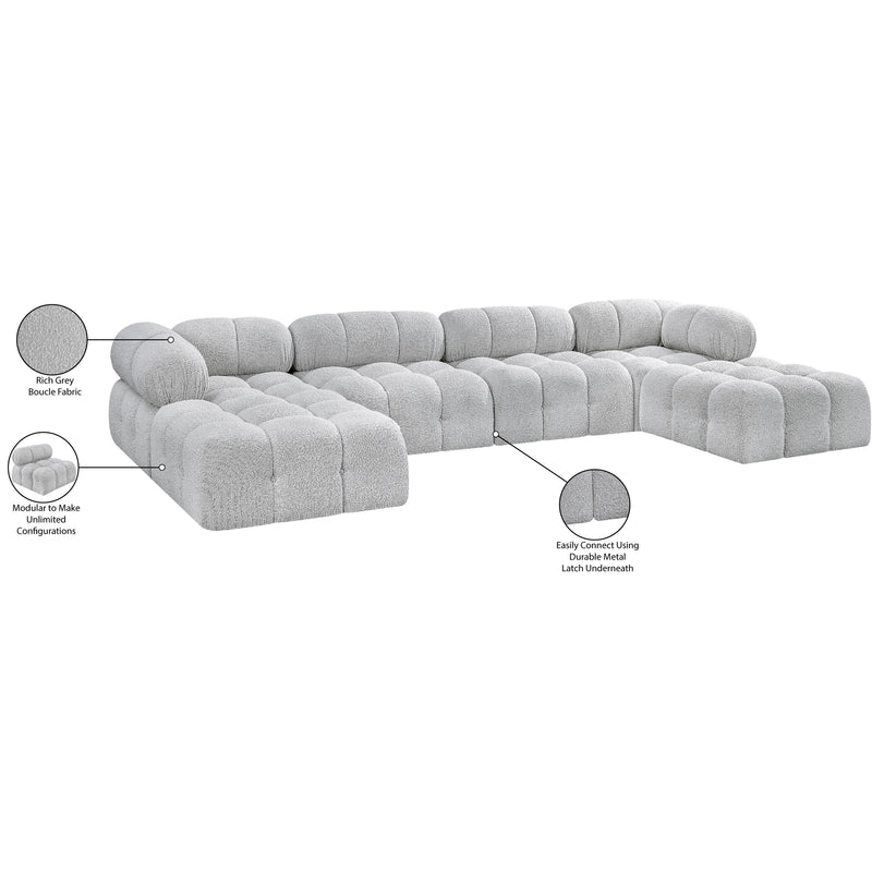 Meridian Ames Grey Boucle Fabric Modular Sectional IMAGE 16