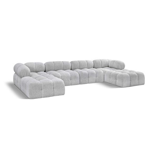 Meridian Ames Grey Boucle Fabric Modular Sectional IMAGE 1