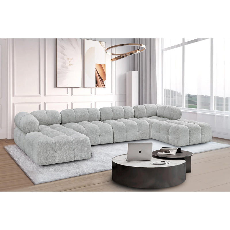 Meridian Ames Grey Boucle Fabric Modular Sectional IMAGE 2