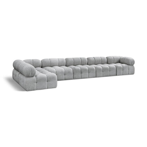 Meridian Ames Grey Boucle Fabric Modular Sectional IMAGE 1