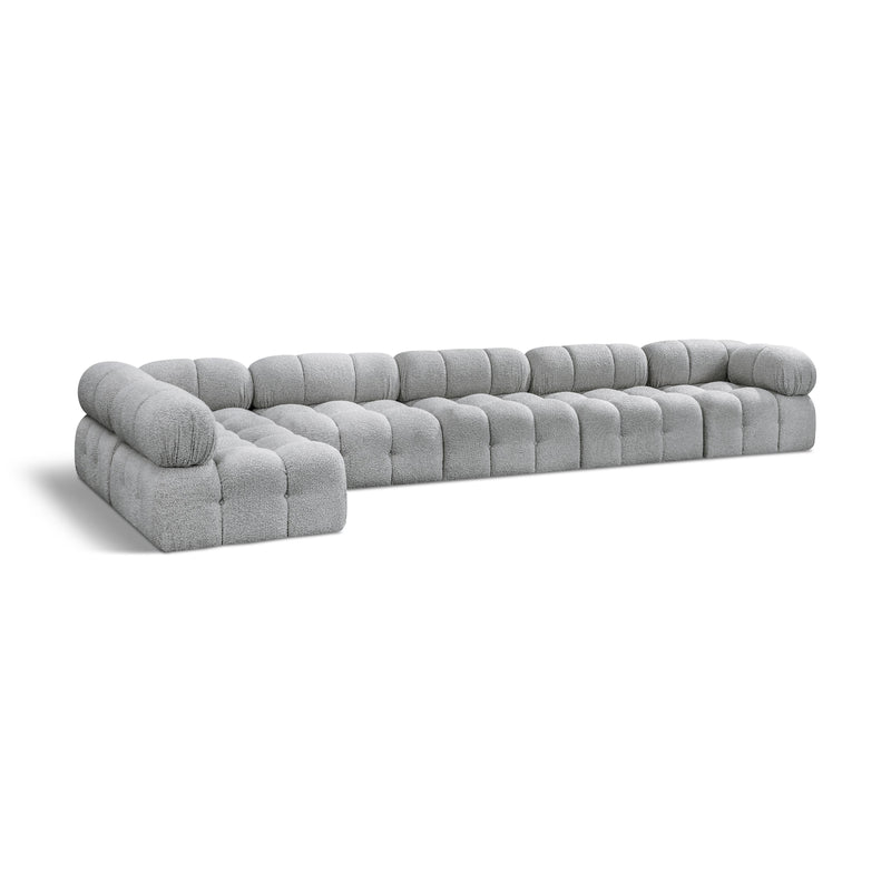 Meridian Ames Grey Boucle Fabric Modular Sectional IMAGE 1