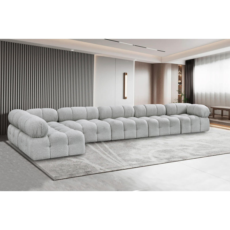 Meridian Ames Grey Boucle Fabric Modular Sectional IMAGE 2