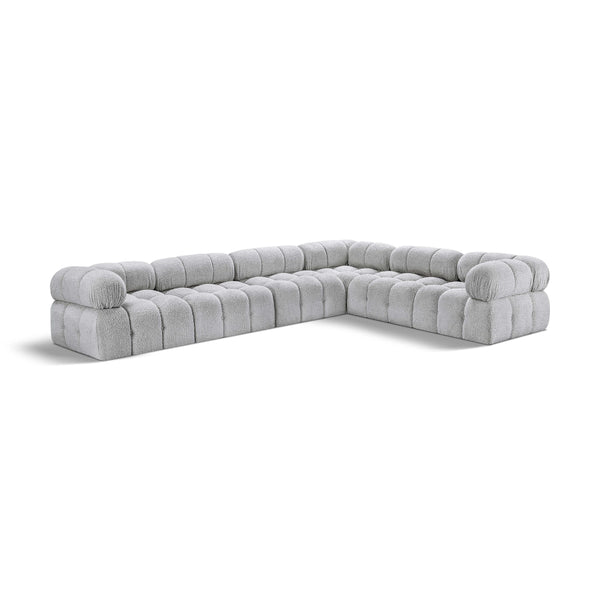 Meridian Ames Grey Boucle Fabric Modular Sectional IMAGE 1