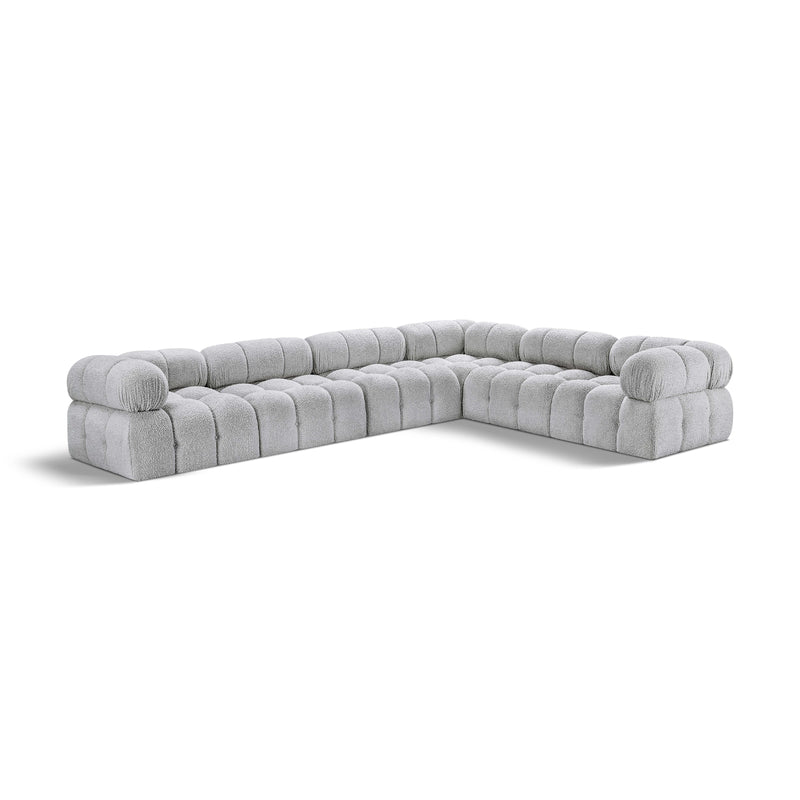 Meridian Ames Grey Boucle Fabric Modular Sectional IMAGE 1