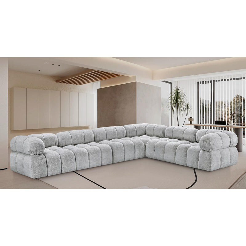 Meridian Ames Grey Boucle Fabric Modular Sectional IMAGE 2