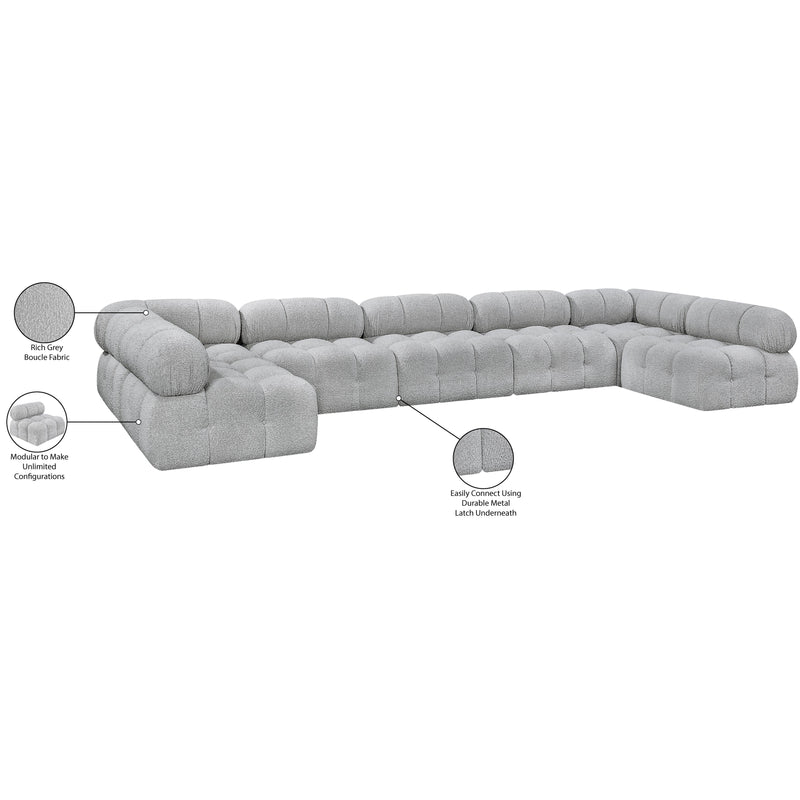 Meridian Ames Grey Boucle Fabric Modular Sectional IMAGE 16