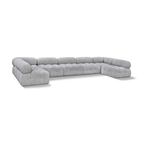 Meridian Ames Grey Boucle Fabric Modular Sectional IMAGE 1