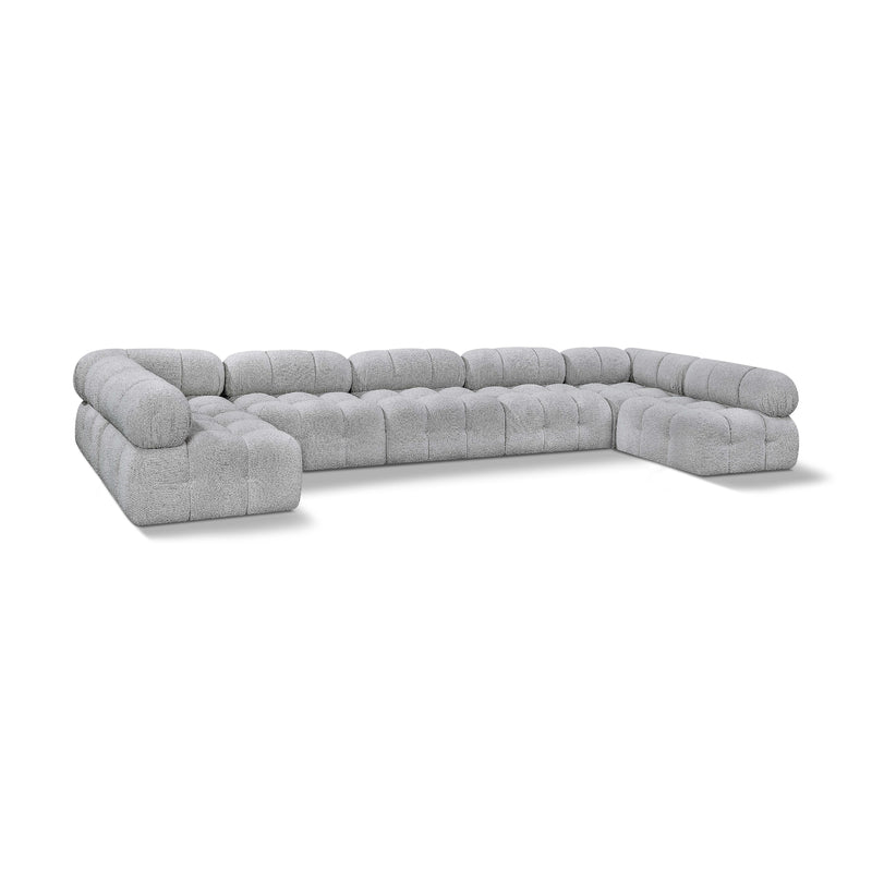 Meridian Ames Grey Boucle Fabric Modular Sectional IMAGE 1