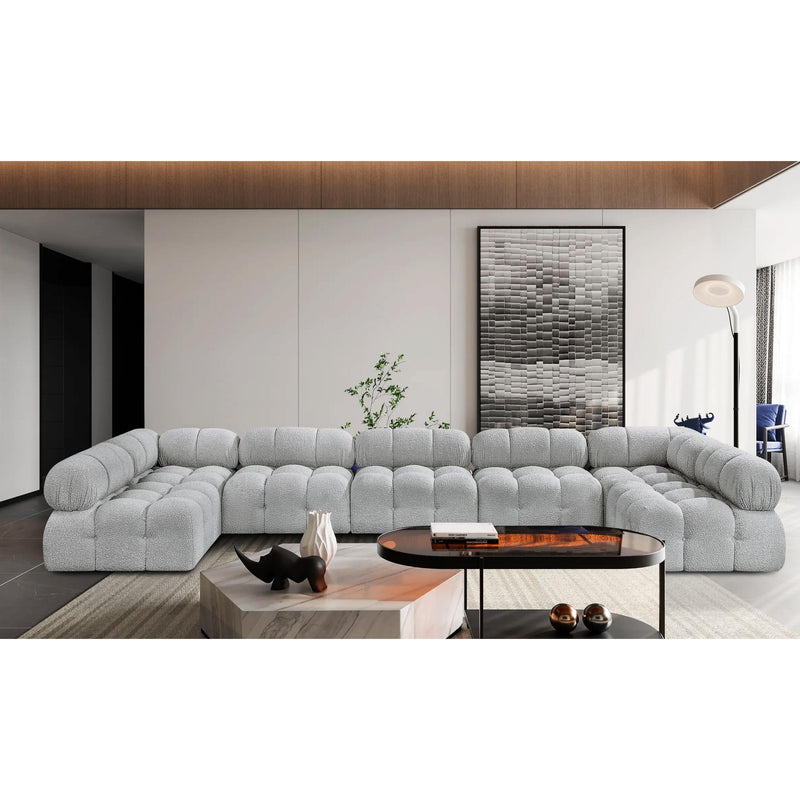 Meridian Ames Grey Boucle Fabric Modular Sectional IMAGE 2