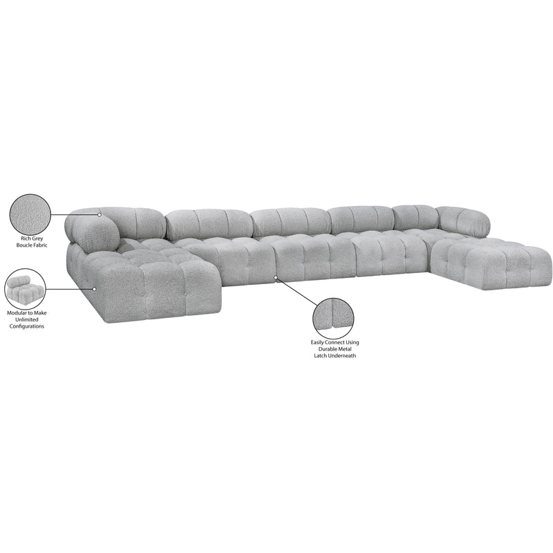 Meridian Ames Grey Boucle Fabric Modular Sectional IMAGE 13