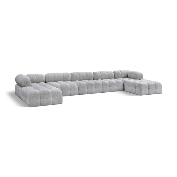 Meridian Ames Grey Boucle Fabric Modular Sectional IMAGE 1