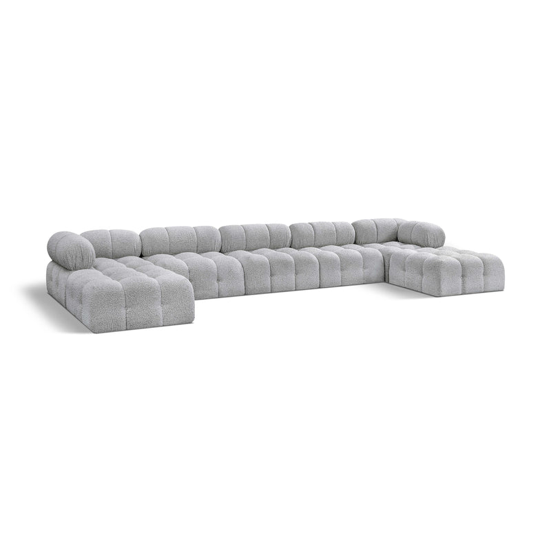 Meridian Ames Grey Boucle Fabric Modular Sectional IMAGE 1