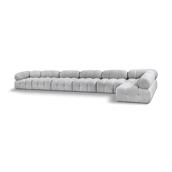 Meridian Ames Grey Boucle Fabric Modular Sectional IMAGE 1