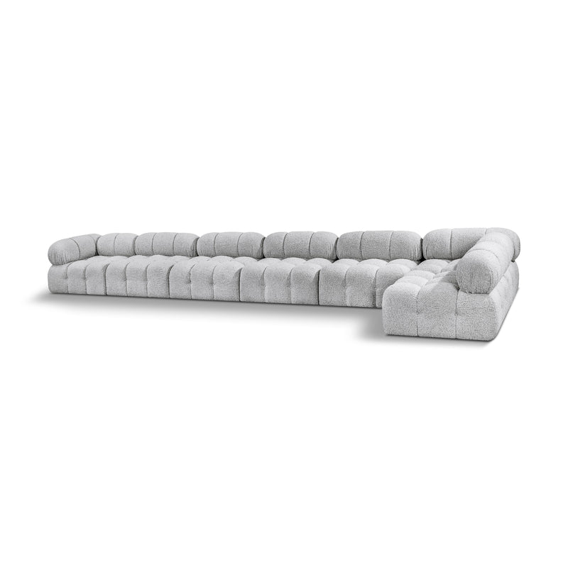 Meridian Ames Grey Boucle Fabric Modular Sectional IMAGE 1