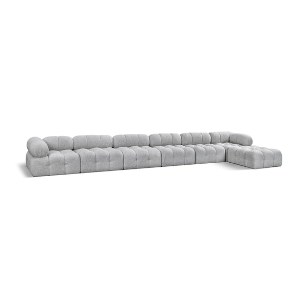 Meridian Ames Grey Boucle Fabric Modular Sectional IMAGE 1