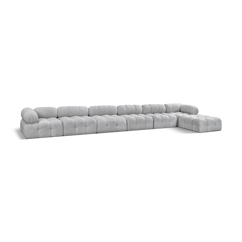 Meridian Ames Grey Boucle Fabric Modular Sectional IMAGE 1