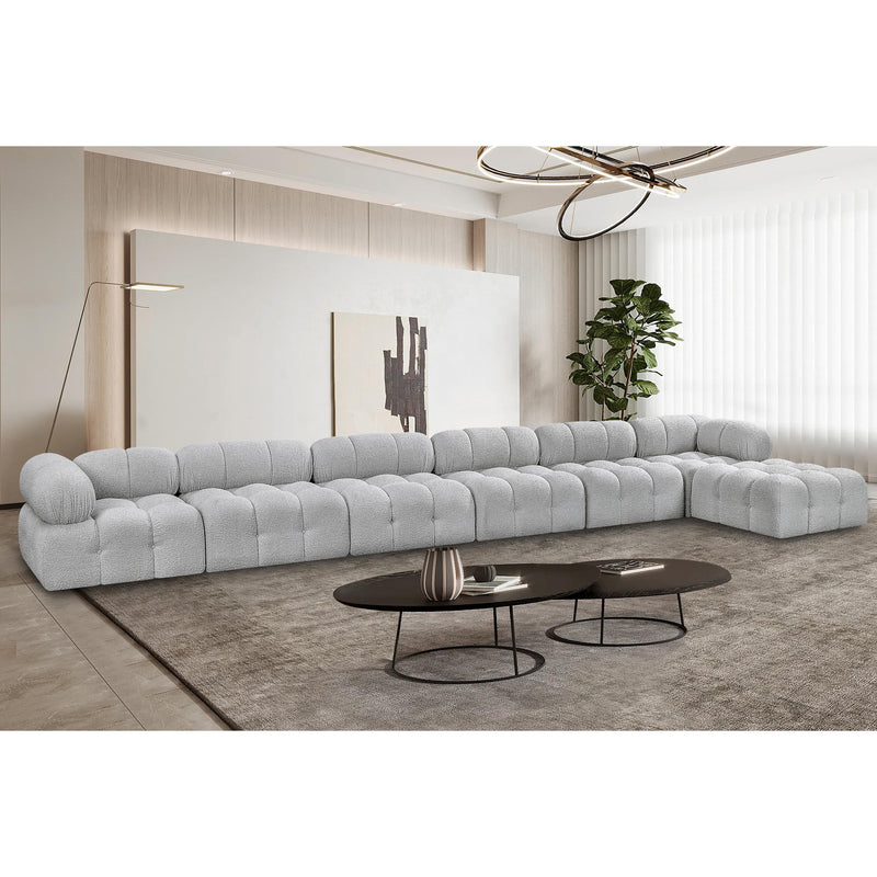 Meridian Ames Grey Boucle Fabric Modular Sectional IMAGE 2