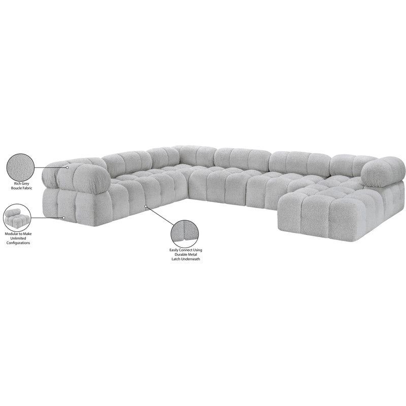 Meridian Ames Grey Boucle Fabric Modular Sectional IMAGE 18