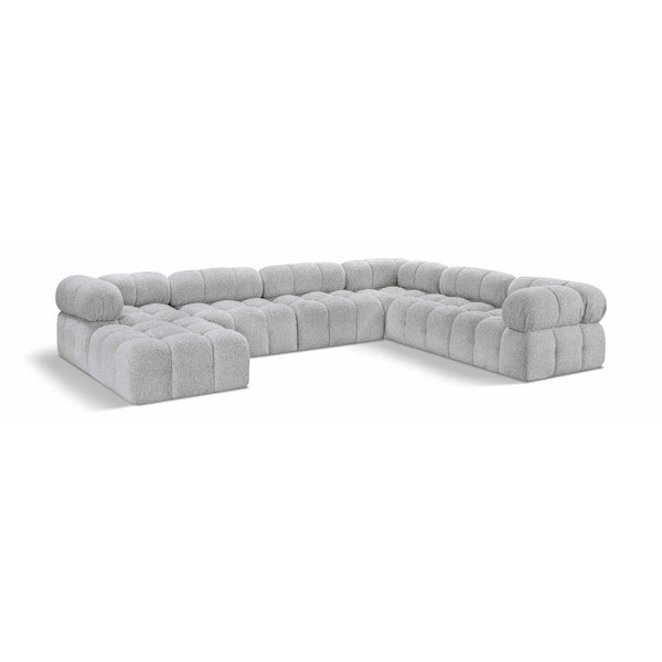 Meridian Ames Grey Boucle Fabric Modular Sectional IMAGE 1