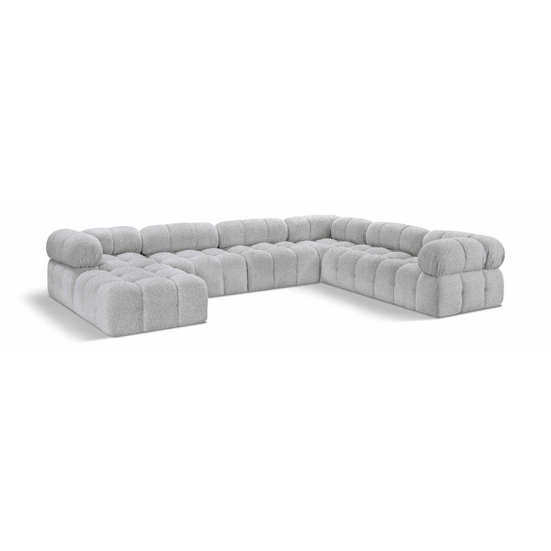 Meridian Ames Grey Boucle Fabric Modular Sectional IMAGE 1