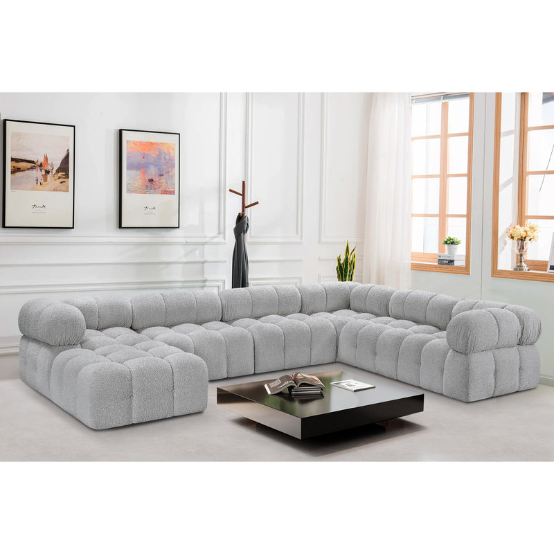 Meridian Ames Grey Boucle Fabric Modular Sectional IMAGE 2