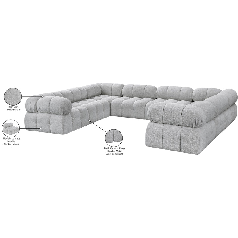 Meridian Ames Grey Boucle Fabric Modular Sectional IMAGE 17