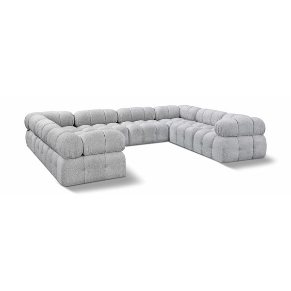 Meridian Ames Grey Boucle Fabric Modular Sectional IMAGE 1