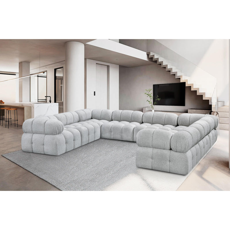 Meridian Ames Grey Boucle Fabric Modular Sectional IMAGE 2