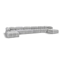 Meridian Ames Grey Boucle Fabric Modular Sectional IMAGE 1