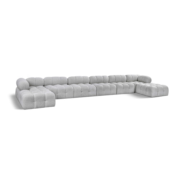 Meridian Ames Grey Boucle Fabric Modular Sectional IMAGE 1
