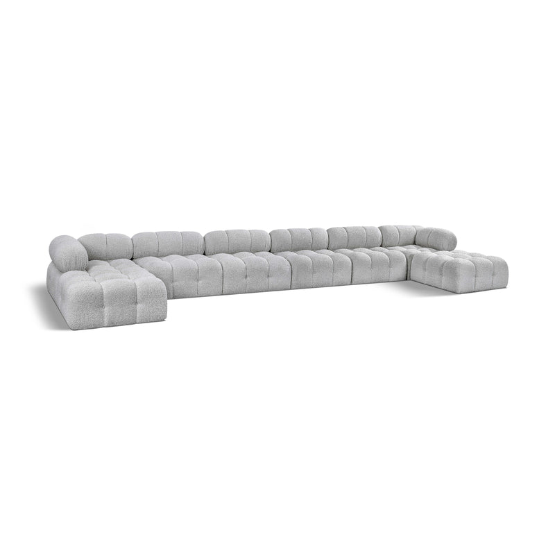 Meridian Ames Grey Boucle Fabric Modular Sectional IMAGE 1