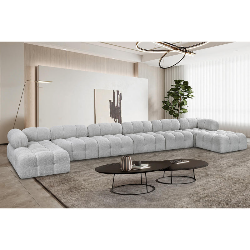 Meridian Ames Grey Boucle Fabric Modular Sectional IMAGE 2