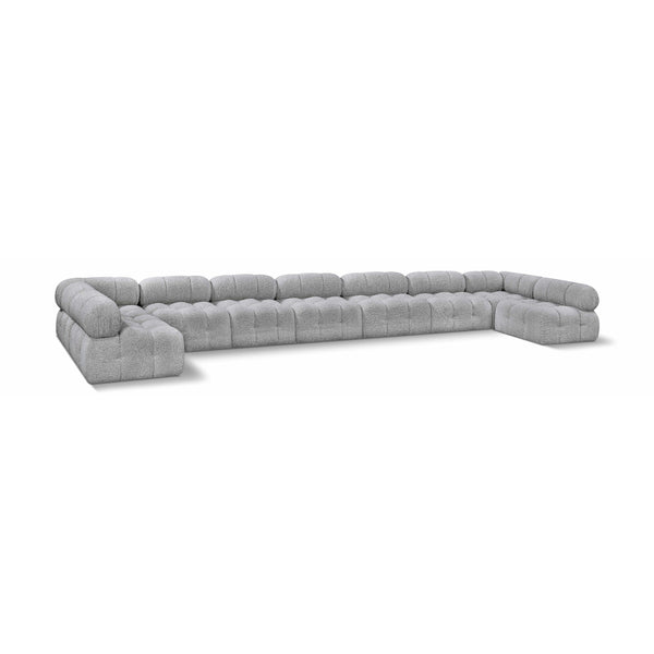 Meridian Ames Grey Boucle Fabric Modular Sectional IMAGE 1