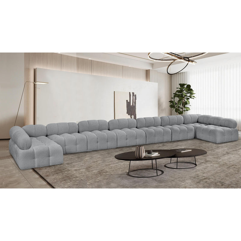 Meridian Ames Grey Boucle Fabric Modular Sectional IMAGE 2