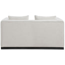 Meridian Alfie Beige Linen Textured Fabic Loveseat IMAGE 3