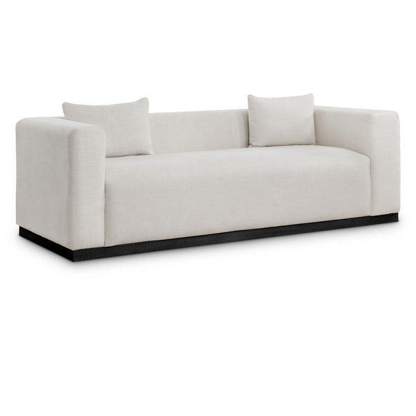 Meridian Alfie Beige Linen Textured Fabic Sofa IMAGE 1