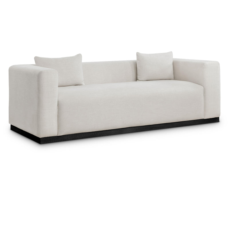 Meridian Alfie Beige Linen Textured Fabic Sofa IMAGE 1