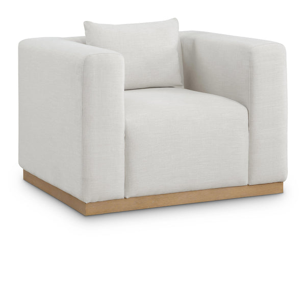 Meridian Alfie Cream Linen Textured Fabic Chair IMAGE 1