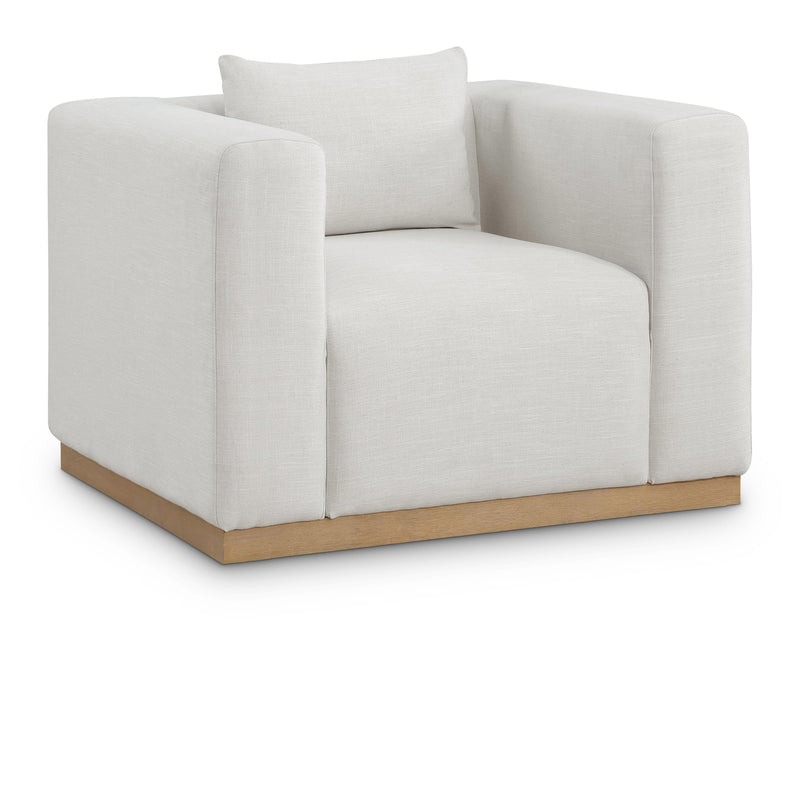 Meridian Alfie Cream Linen Textured Fabic Chair IMAGE 1