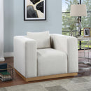 Meridian Alfie Cream Linen Textured Fabic Chair IMAGE 2