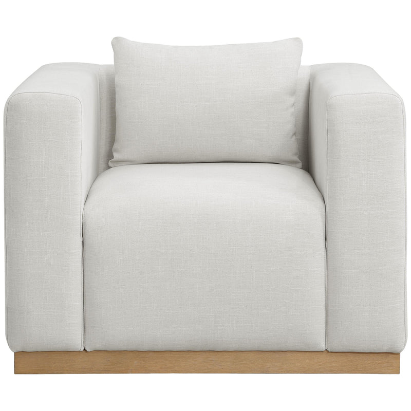 Meridian Alfie Cream Linen Textured Fabic Chair IMAGE 4