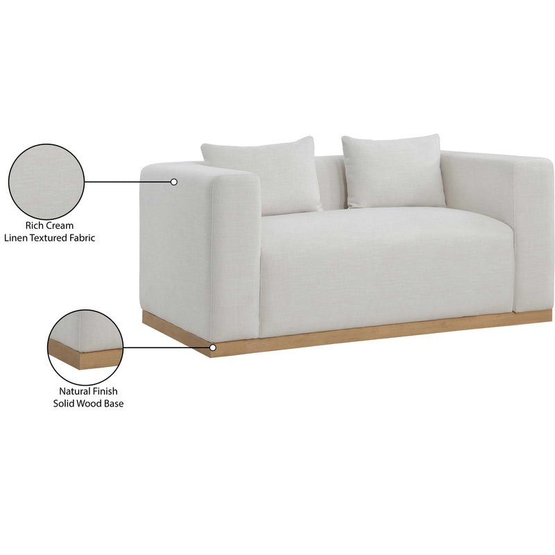 Meridian Alfie Cream Linen Textured Fabic Loveseat IMAGE 9